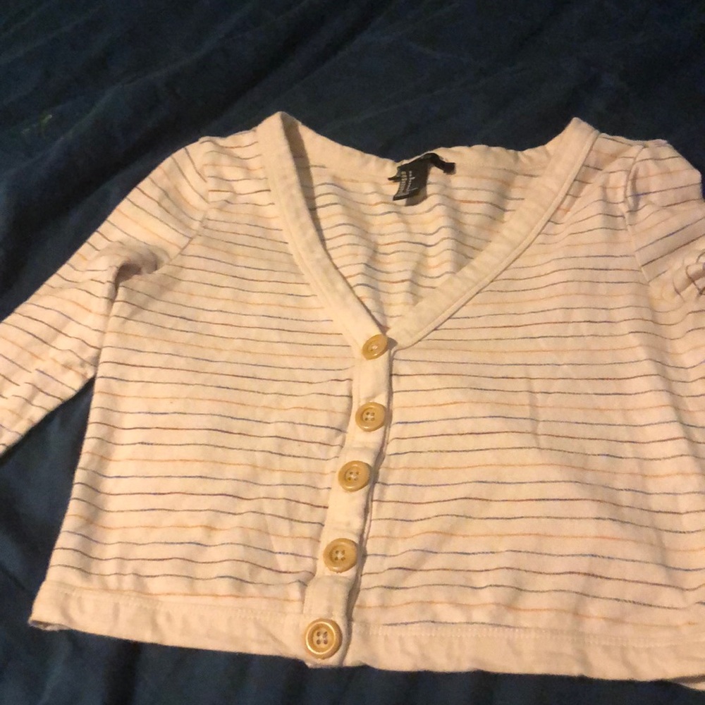 Button up long sleeve crop top